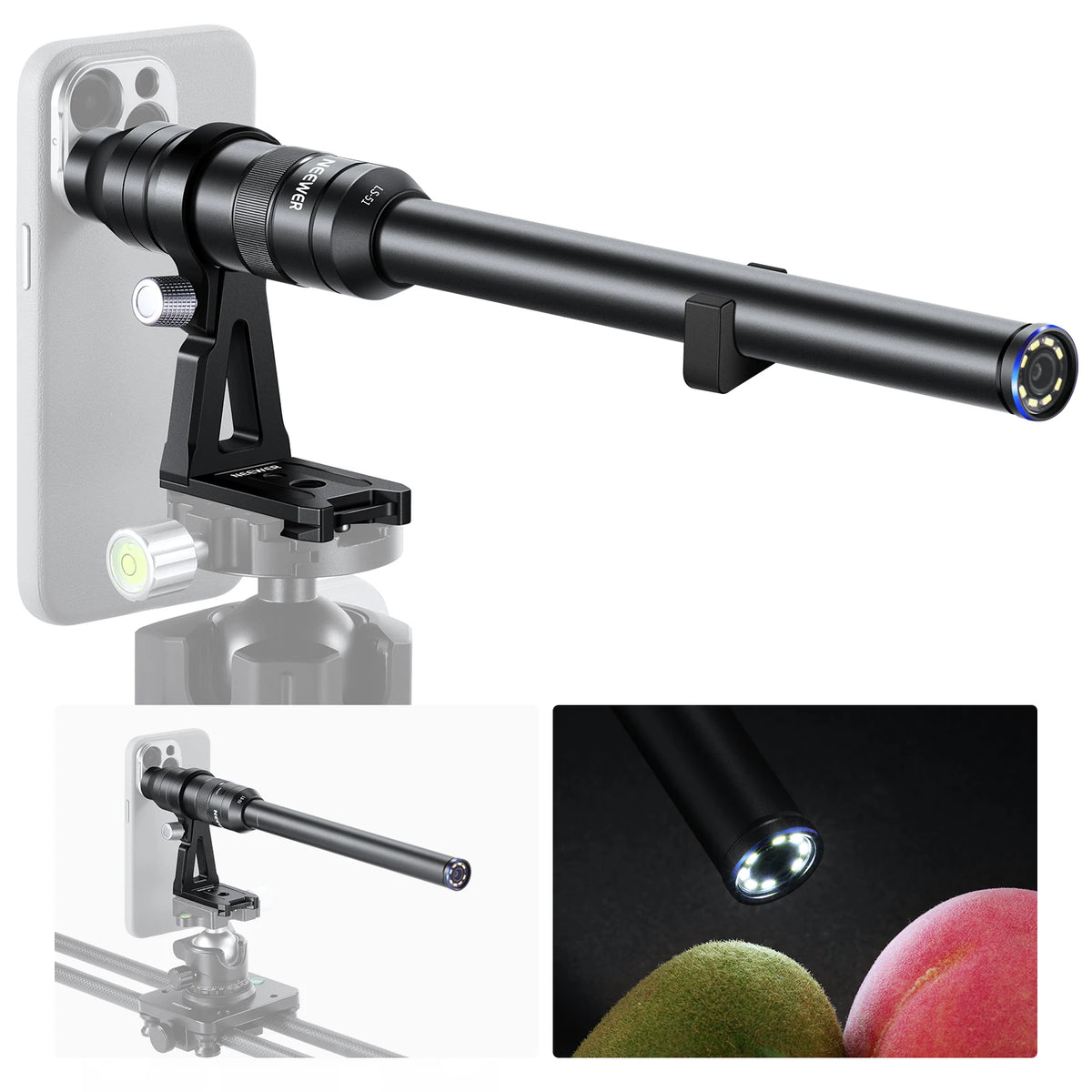 NEEWER 18mm 2X Macro Probe Lens with 17mm Thread for Phone Cage/Phone Case with 17mm Lens Adapter for iPhone Samsung