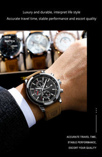 POEDAGAR Luxury Wristwatch for Man Waterproof Luminous Chronograph Date Men Watch Sports Leather Men's Quartz Watches Male reloj