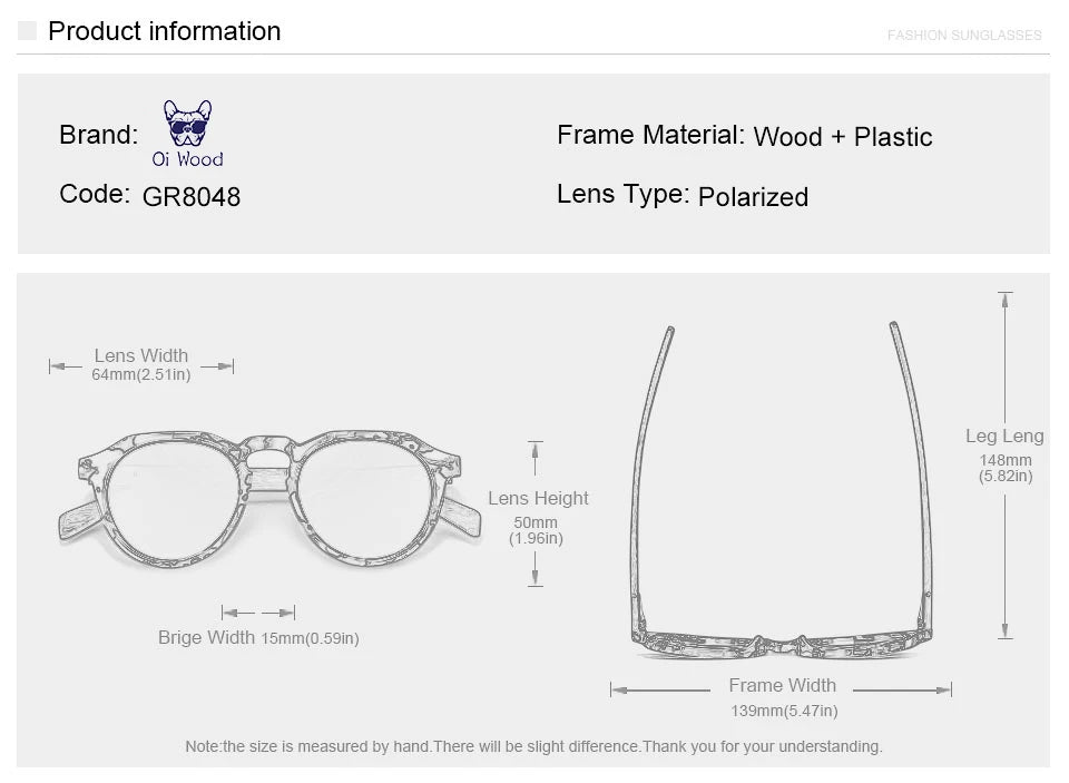 Oi Wood Sunglasses Women Men's Sun Glasses  Walnut Wood Round Eyeglasses Red LensTortoise Shell Frames