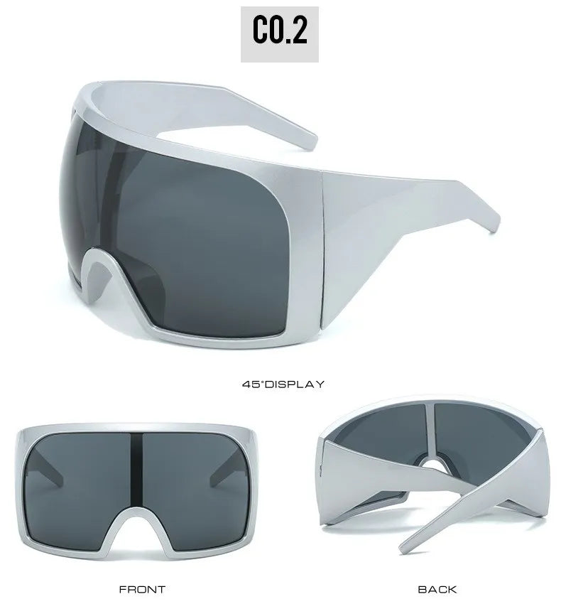 Oversized Punk Shield Sunglasses Women Men Big Frame 2025 Luxury Brand Steampunk Mask Sun Glasses For Ladies Sports Goggle UV400