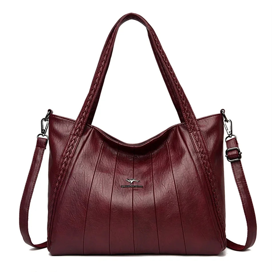 Luxury Soft Leather Handbag Women's New Casual Tote Bag Designer Ladies Large Shoulder Crossbody Handle Sac for Female Patchwork