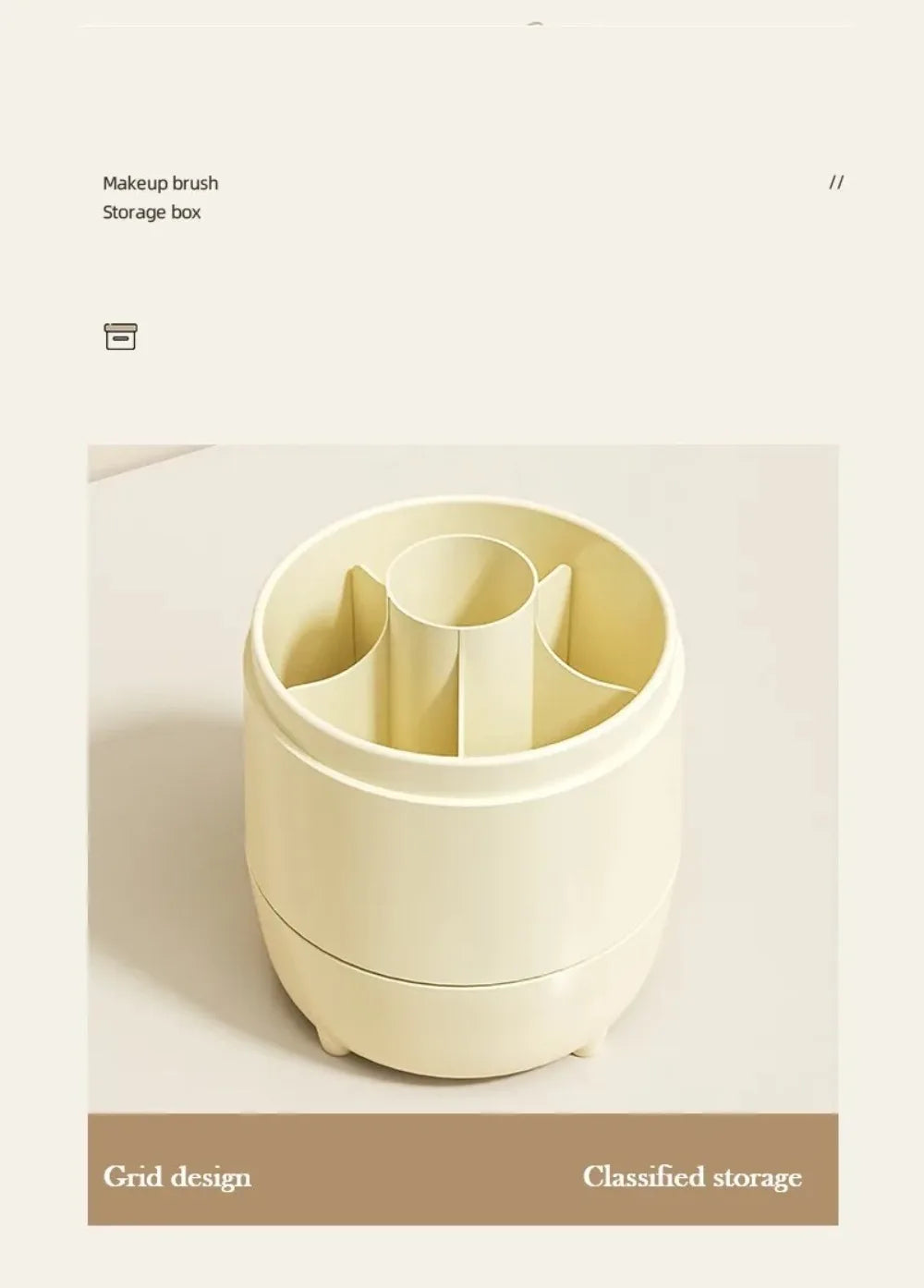 New PP Makeup Brush Holder 360° Rotating Large-capacity Cosmetics Display Case With Lid Dustproof Storage Box Makeup Brush