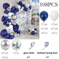 Navy Blue Balloons Garland White Sliver Confetti Latex Ballon Arch Kit Wedding Anniversary Birthday Party Baby Shower Decoration