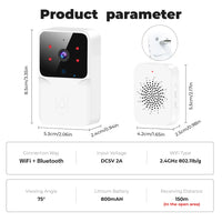 ONENUO WiFi Doorbell Home Tuya WiFi Wireless Doorbell DC AC Battery Powered Camera Bell with Alexa Google Doorbell Camera