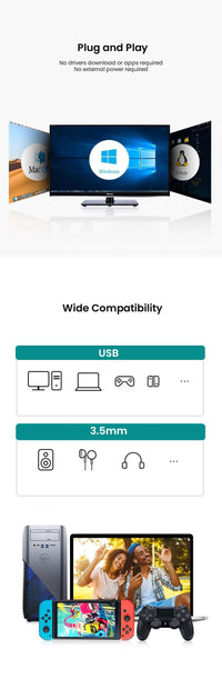 NIERBO USB to 3.5mm Audio Jack Adapter USB A to 3.5mm TRRS USB to Audio Jack Adapter Headset External Stereo Sound Card