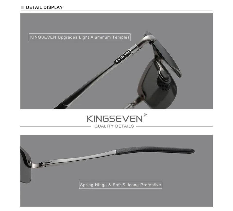 KINGSEVEN Fashion Half Frame Sunglasses Men's Outdoor Polarized UV400 Driving Glasses High Quality Fishing Driving Eyewear