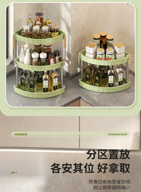 Kitchen Spice Rack Shelf Countertop Corner Multifunctional Seasoning Supplies Rack Saving Spice Rack Organizer with Hooks