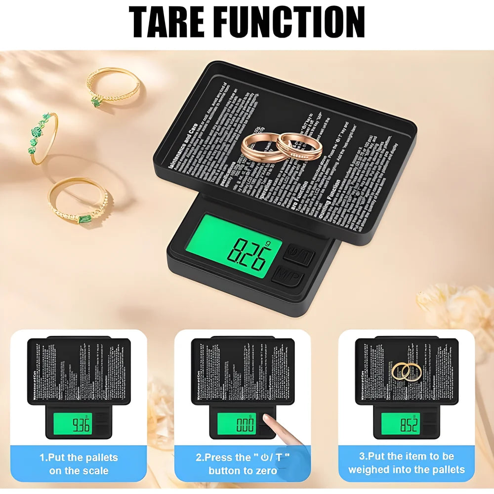 Precision Pocket Scale 1000g X 0.1g - Digital Gram Food Jewelry Ounces/Grains Scale with Backlit LCD - Mini Scale for Travel
