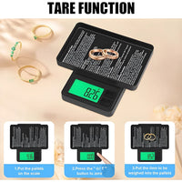 Precision Pocket Scale 1000g X 0.1g - Digital Gram Food Jewelry Ounces/Grains Scale with Backlit LCD - Mini Scale for Travel