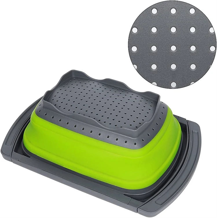 LMETJMA Collapsible Colander with Extendable Handles Colander Strainer Over The Sink Vegetable Fruit Colanders Strainers JT40