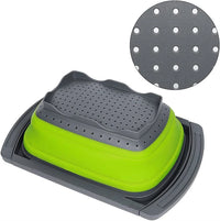 LMETJMA Collapsible Colander with Extendable Handles Colander Strainer Over The Sink Vegetable Fruit Colanders Strainers JT40