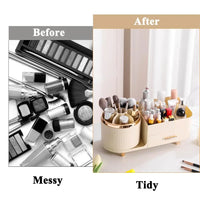 Makeup Organizer Countertop with Drawers 360 Rotating Makeup Brush Holder Large Capacity Skincare Organizer for Vanity Desk