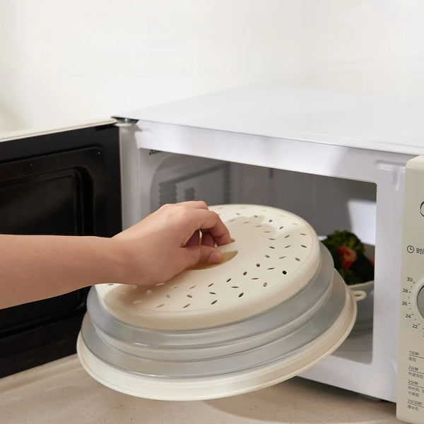 Microwave Splatter Cover Collapsible Food Plate Cover Drainer Basket Microwave Heating Splash-proof Cover Kitchen Cooking Lid