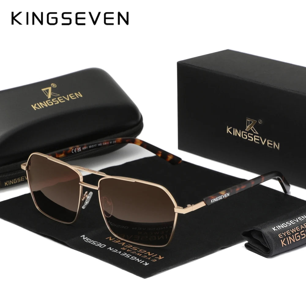 KINGSEVEN 2024 Polarized Sunglassesfor Men Alloy frame Outdoor Driving Eyewear Anti-Glare Mirror Lens Business Men