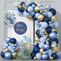 Metal Golden Blue Balloons Arch Set Birthday Wedding Decoration Party Supplies Graduation Holiday Celebration Baby Shower Globos