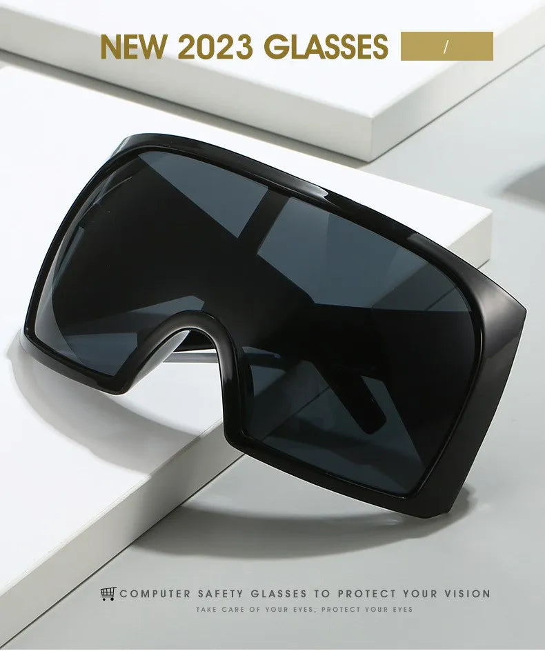 Oversized Punk Shield Sunglasses Women Men Big Frame 2025 Luxury Brand Steampunk Mask Sun Glasses For Ladies Sports Goggle UV400