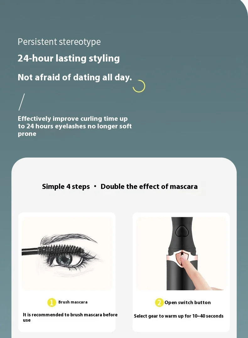 Portable 3 Temperature Mode Heated Eyelashes Curling Tool Electronic USB Natural Fake Eye Lash Curler Beauty Supplies