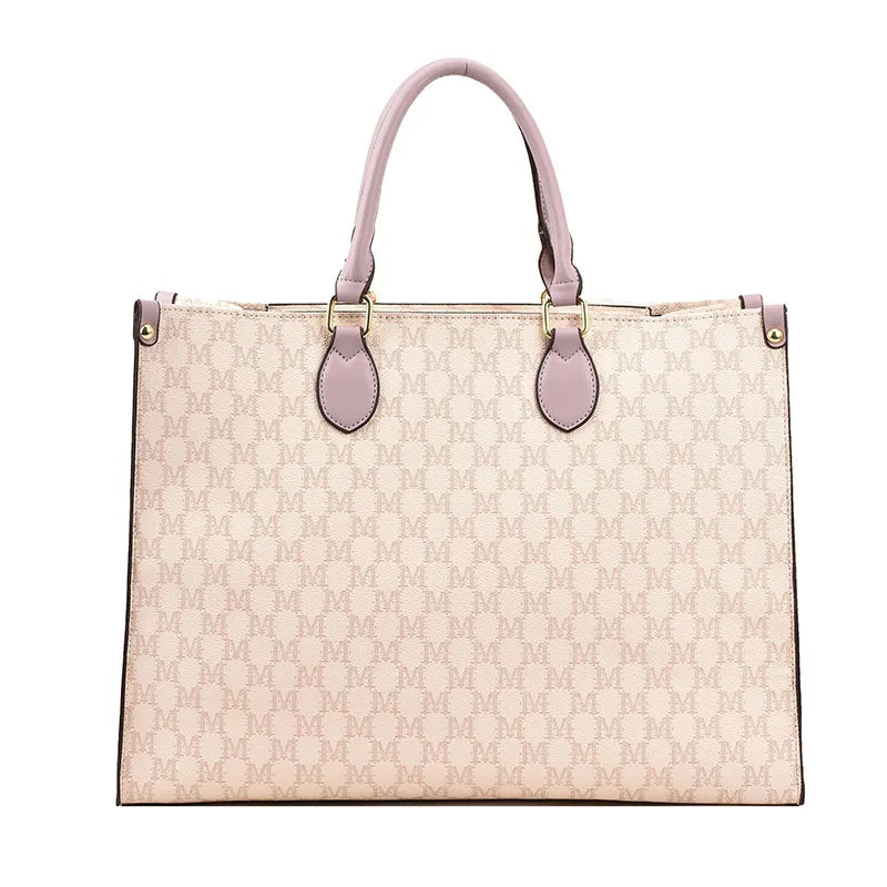 Large-capacity women's bags in Europe and the United States retro shoulder bag classic letters PU commuter handbags women
