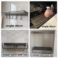 1/2PCS Wall Mounted Spice Rack No Drilling Kitchen Spice Organizer with Hook Spice Storage Rack Bathroom Kitchen Storage Shelf