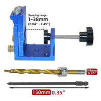 Pocket Hole Jig,Two Hole Wood Jig System Kit with Drill Guide and Step Drill Bit and Wooden Plugs and Screws for Joinery Work