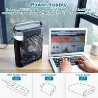 Portable humidifier fan three in one, mini USB air conditioning fan, LED night light, water mist, home fun air cooler humidifier