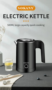 Houselin Electric Kettle 0.5L Stainless Steel Household Indoor Kettle Automatic Closing and Boiling Dry Protection 220V