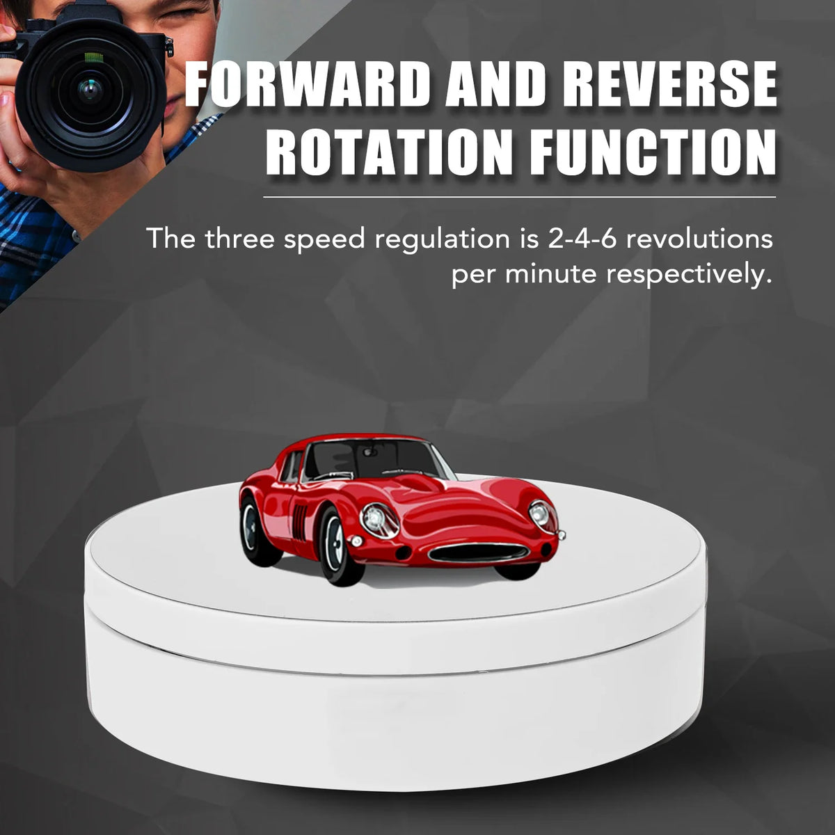 Motorised Rotating Mirror Display Stand,360 Degree Turntable, Jewellery Holder,USB Power Supply, Rotating Shooting, Three Speeds