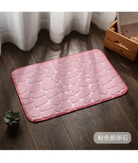 Memory Foam Embossed Velvet Carpet Bathroom Living Room Non-Slip Mat Cobblestone Floor Mat
