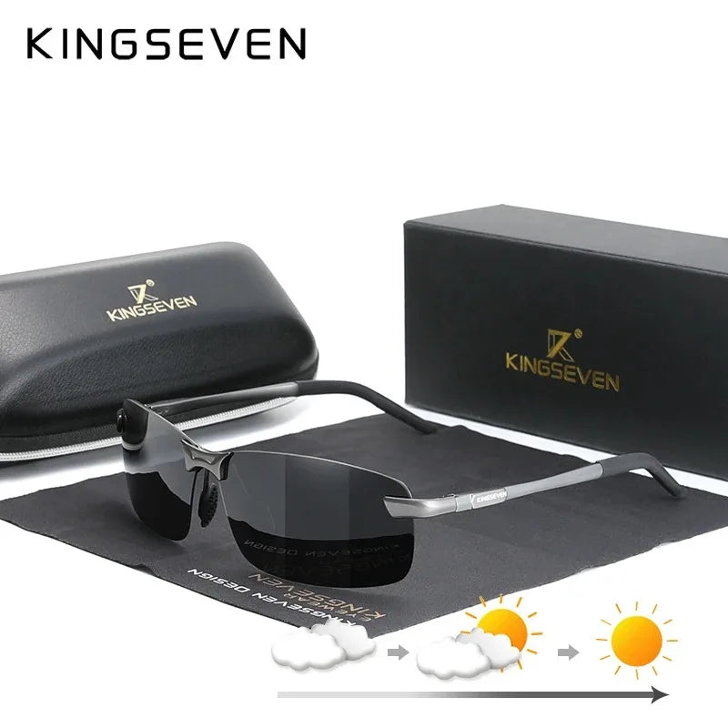KINGSEVEN Fashion Half Frame Sunglasses Men's Outdoor Polarized UV400 Driving Glasses High Quality Fishing Driving Eyewear