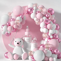 Macaron Pink Balloon Garland Arch Kit Kids Happy Birthday Metal Rose Gold Confetti Balloons Wedding Party Baby Shower Decoration