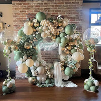 White Sand Balloons Garland Sage Green Gold Balloon Arch Kit Birthday Party Baby Shower Wedding Bride Shower Decoration Globos
