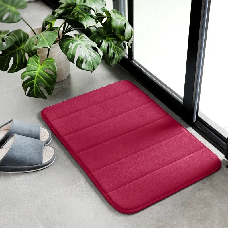 Memory Foam Embossed Velvet Carpet Bathroom Living Room Non-Slip Mat Cobblestone Floor Mat