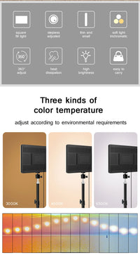 LED Fill Lamp Video Light Panel Bi-color 2700k-5700k Photography Lighting Live Stream Photo Studio Light With Stand EU Plug