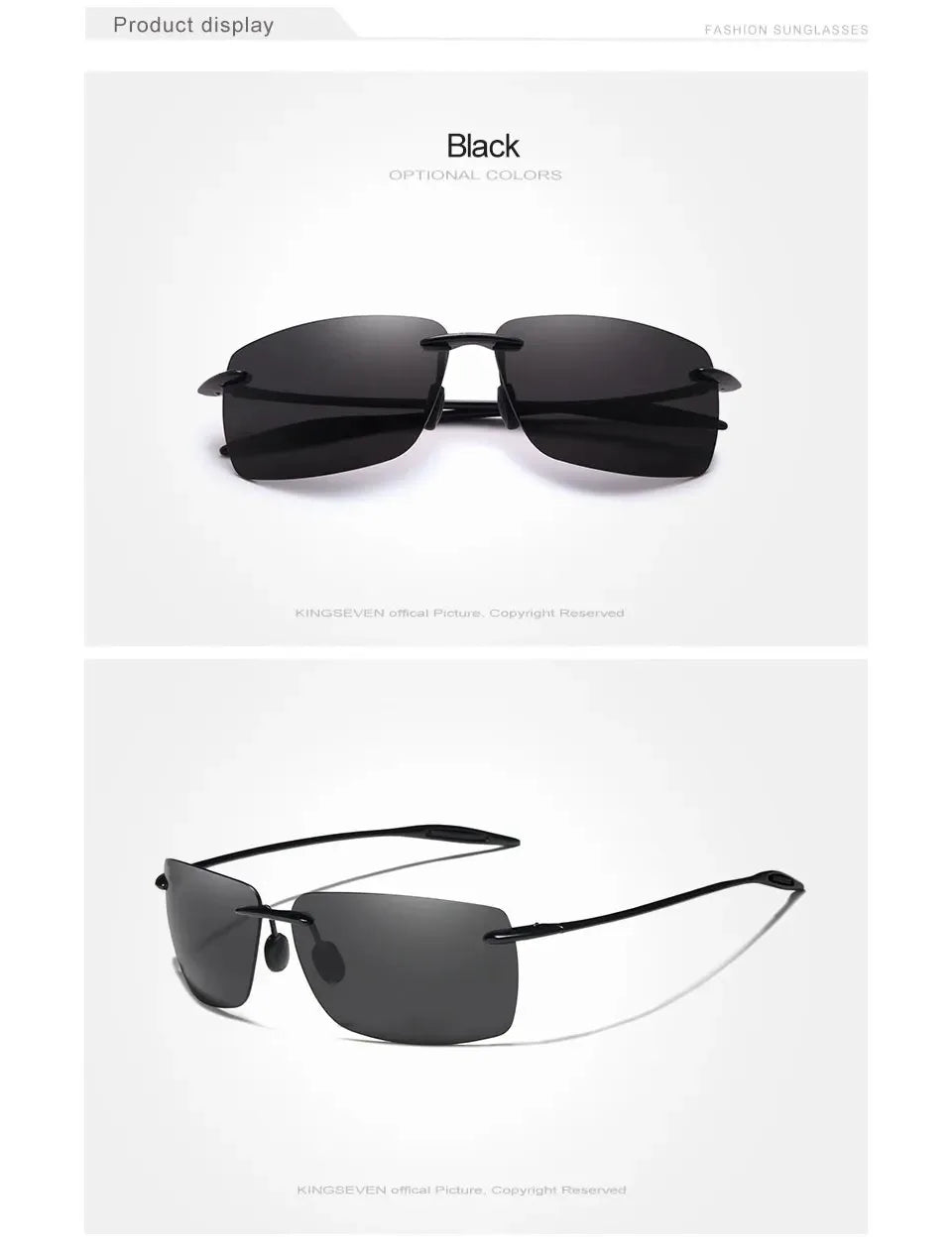 KINGSEVEN Brand New Rimless Sunglasses Polarized UV400 Men Driving Ultralight Rectangle Frameless Glasses Women Fishing Eyewear