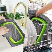 LMETJMA Collapsible Colander with Extendable Handles Colander Strainer Over The Sink Vegetable Fruit Colanders Strainers JT40