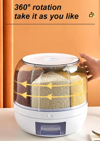 Kitchen Rotation 6kg Plastic Pet Rice Grain Dispenser Food Container Grain Bucket Storage Box Dispenser Housewarming Gift