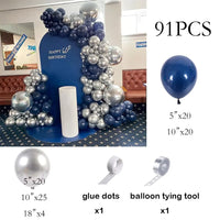 Navy Blue Balloons Garland White Sliver Confetti Latex Ballon Arch Kit Wedding Anniversary Birthday Party Baby Shower Decoration