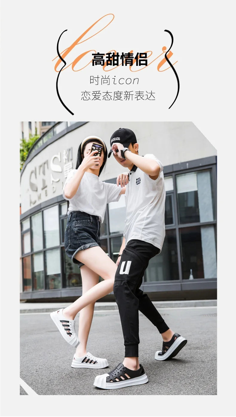 Men sandals outdoors Hole sandals for men Breathable Thick Bottom Unisex Soft EVA Non-slip Women sandals summer 2024 Beach Shoes