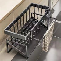 Kitchen Stainless Steel Sink Drain Rack Sponge Holder Faucet Storage Soap Drainer Towel Rack Shelf Organizer Accessories