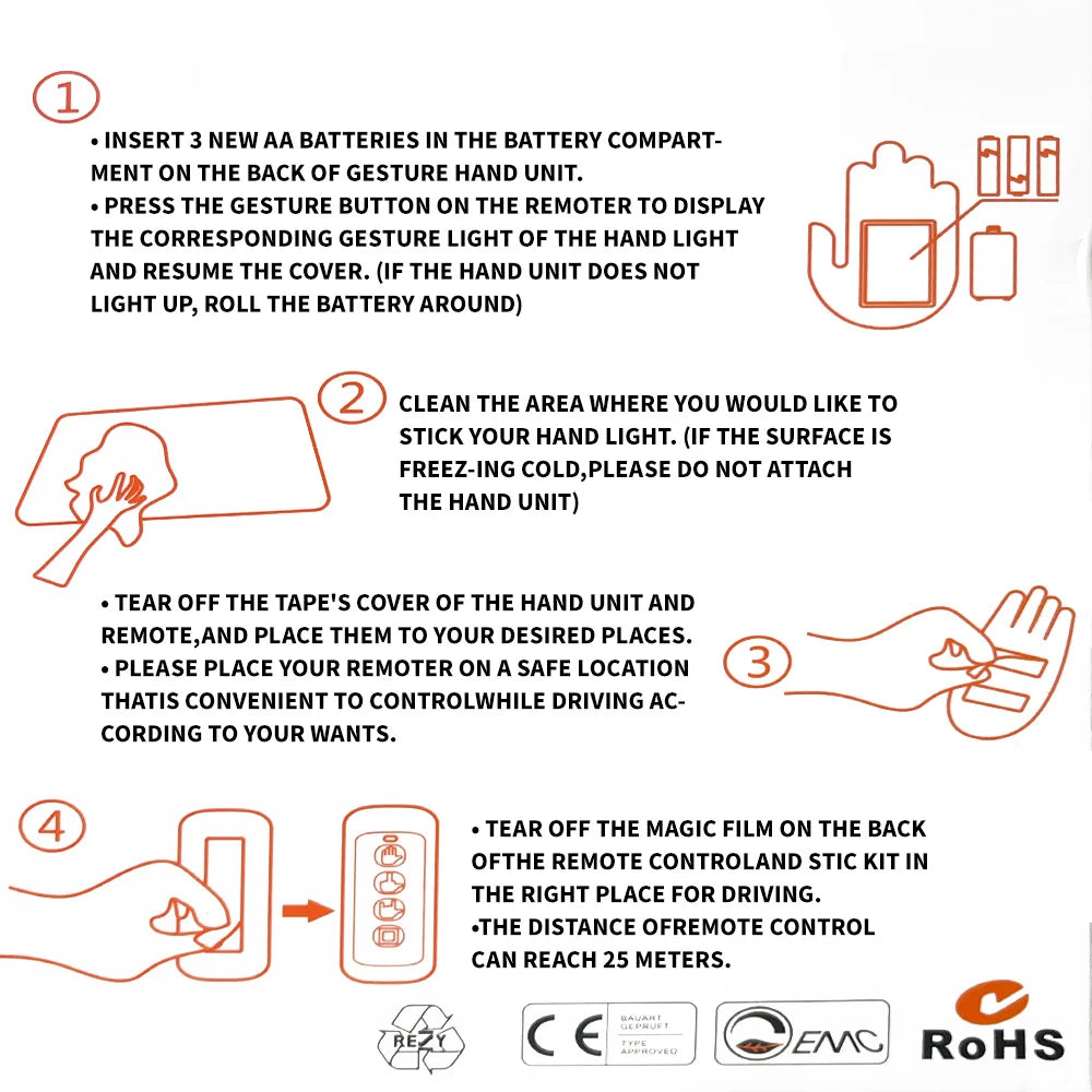New LED Illuminated Gesture Light Car Finger Light With Remote Road Rage Signs Middle Finger Gesture Light Hand Lamp