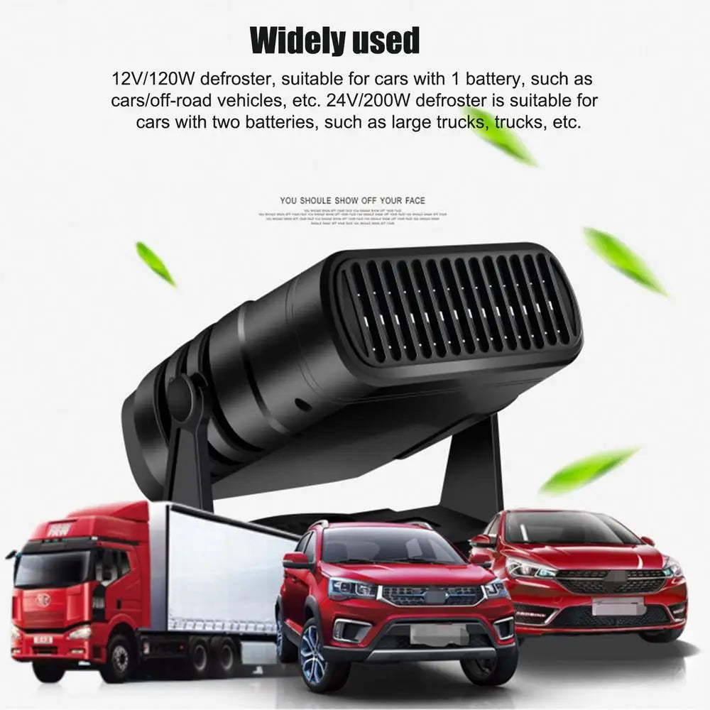 NEW 12V/24V Car Heater Portable Car Heater Fan 2IN1 Cooling Heating Auto Windshield Defroster Car Defogger Anti-Fog Heater Dryer