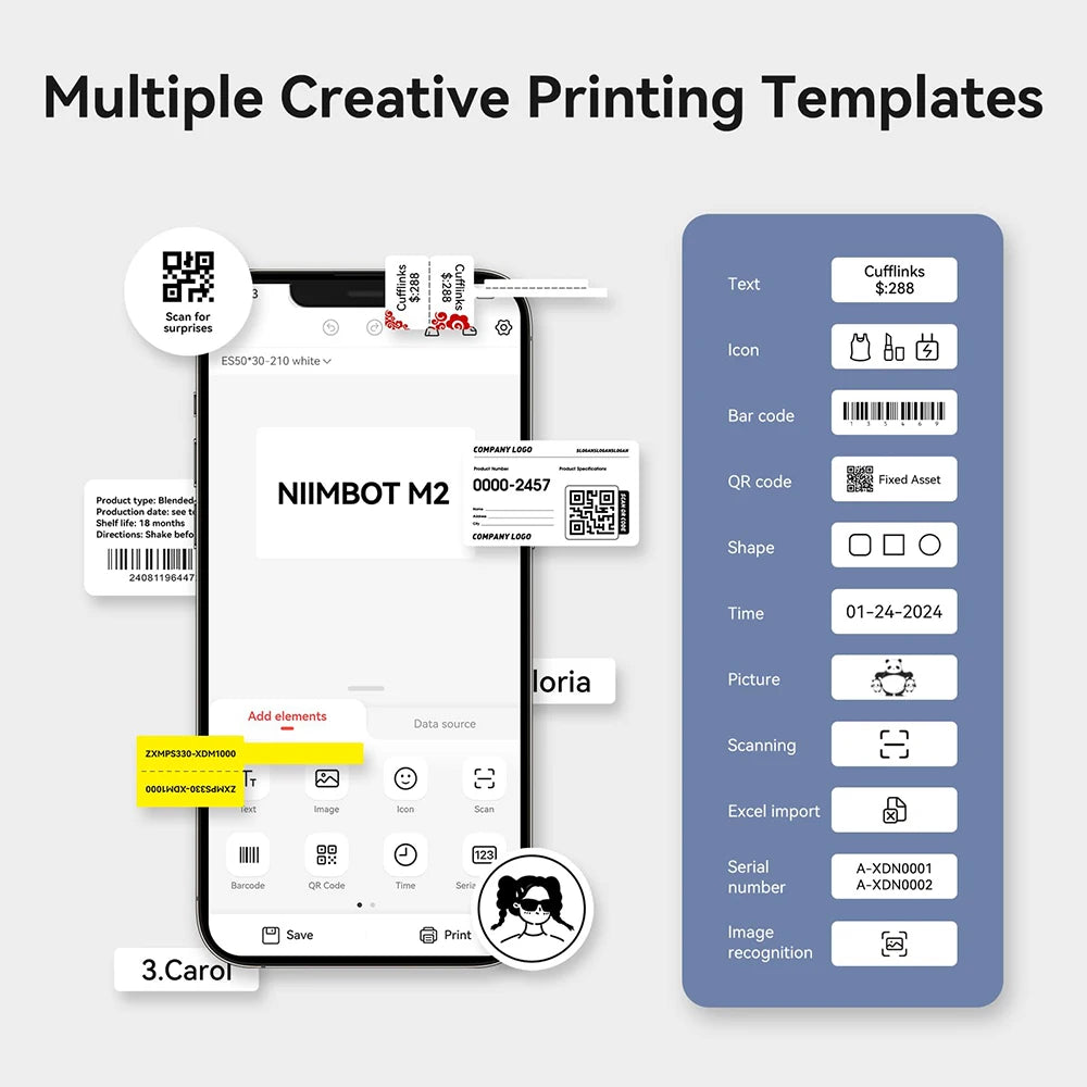 Niimbot M2 Thermal Transfer Label Printer 300 DPI High Definition Wireless 20-50 mm Print Width Label Maker Support Phone/PC