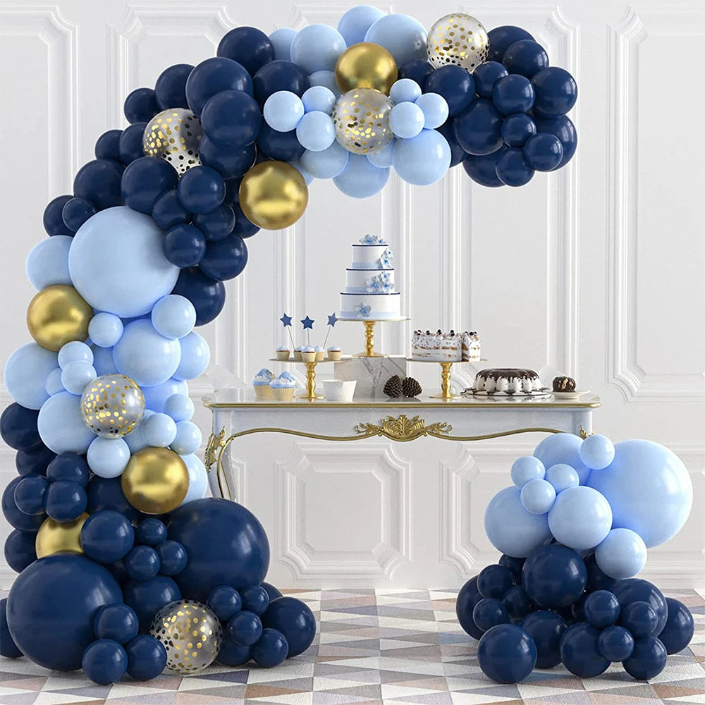 Metal Golden Blue Balloons Arch Set Birthday Wedding Decoration Party Supplies Graduation Holiday Celebration Baby Shower Globos