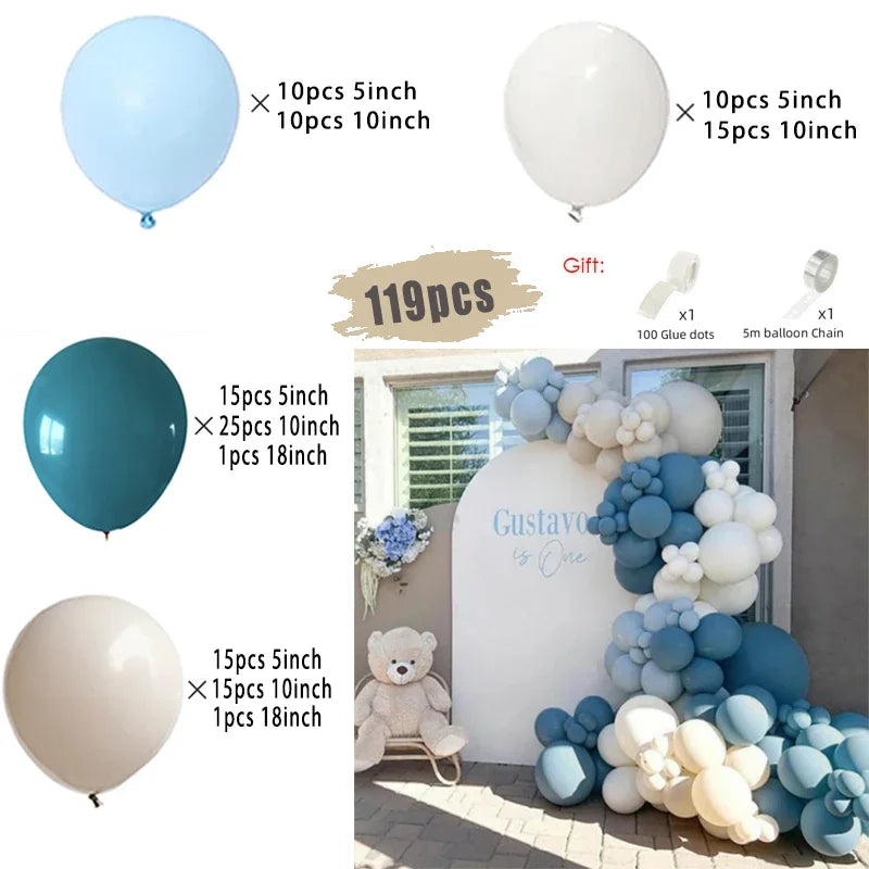 Macaron Dusty Blue Balloon Garland Arch Kit Happy Birthday Party Decoration Kids Boy Baby Shower Ballons Wedding Party Supplies