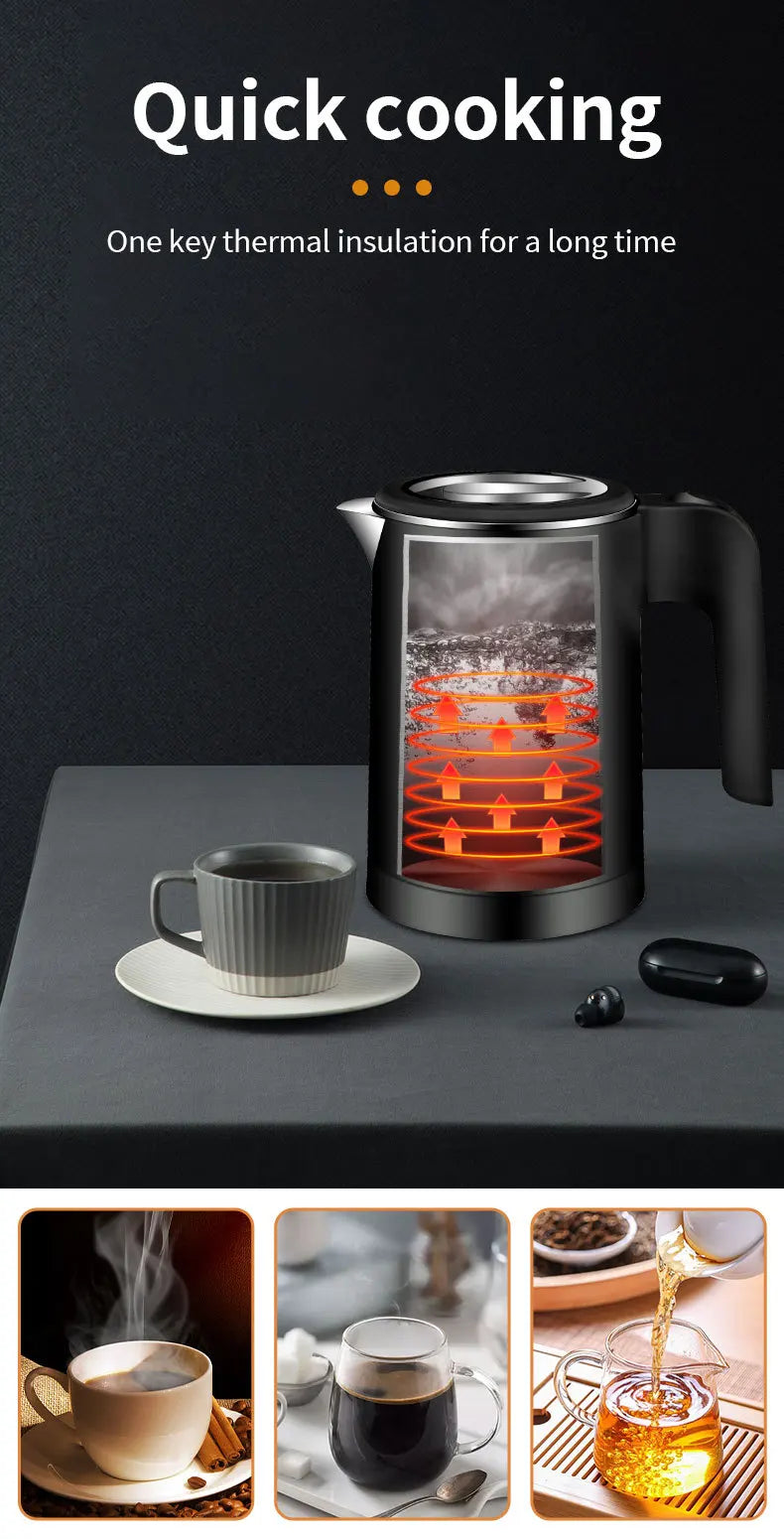 Houselin Electric Kettle 0.5L Stainless Steel Household Indoor Kettle Automatic Closing and Boiling Dry Protection 220V