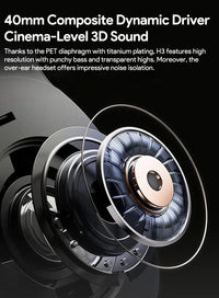 QCY H3 ANC Wireless Headphones Bluetooth 5.4 Hi-Res Audio Over Ear Headset 43dB Hybrid Active Noise Cancellation Earphones 60H
