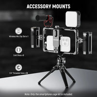 NEEWER Universal Phone Cage Rig with Bluetooth Side Handle Smartphone Stabilizer For iPhone 15 Pro Max 15 Pro Galaxy S24 Ultra