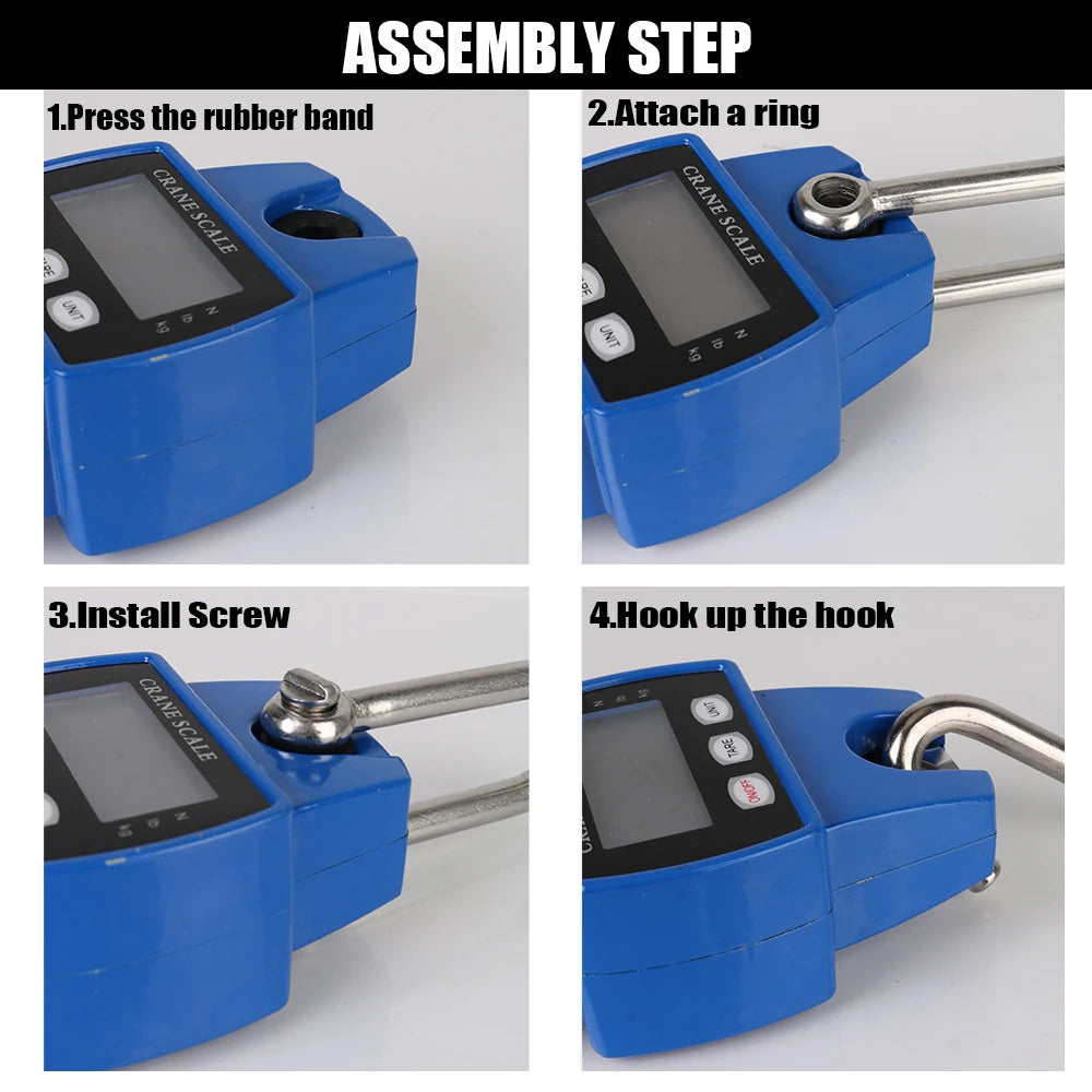 Portable Electronic Digital Crane Scale Weight 300 kg Stainless Steel Heavy Duty Hanging Hook Scales