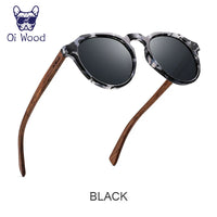 Oi Wood Sunglasses Women Men's Sun Glasses  Walnut Wood Round Eyeglasses Red LensTortoise Shell Frames