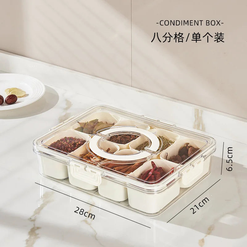Kitchen Seasoning Storage Box Spice Box Integrated Multi Grid Storage Sealed Tank Moisture-Proof Salt Tank Kitchen Supplies 2025